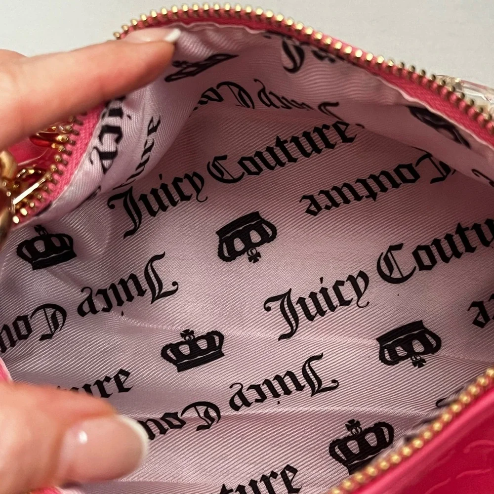 Juicy Couture Bling Bling Roll Barrel Designer Bag Hot Pink Rhinestone Logo Y2K